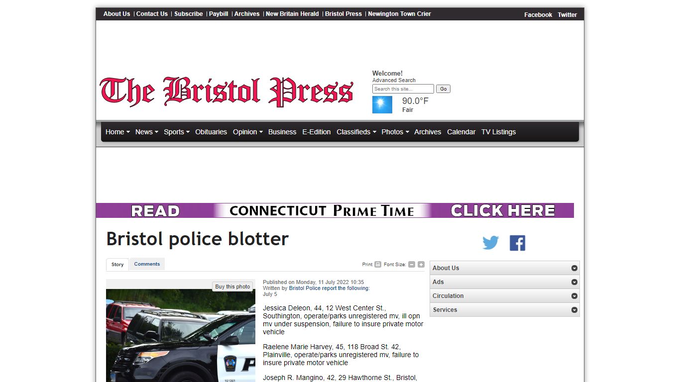 The Bristol Press - Bristol police blotter