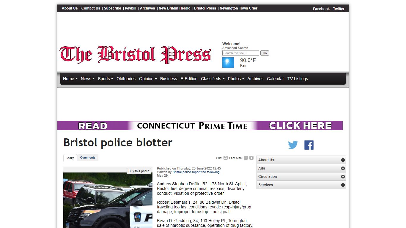 The Bristol Press - Bristol police blotter